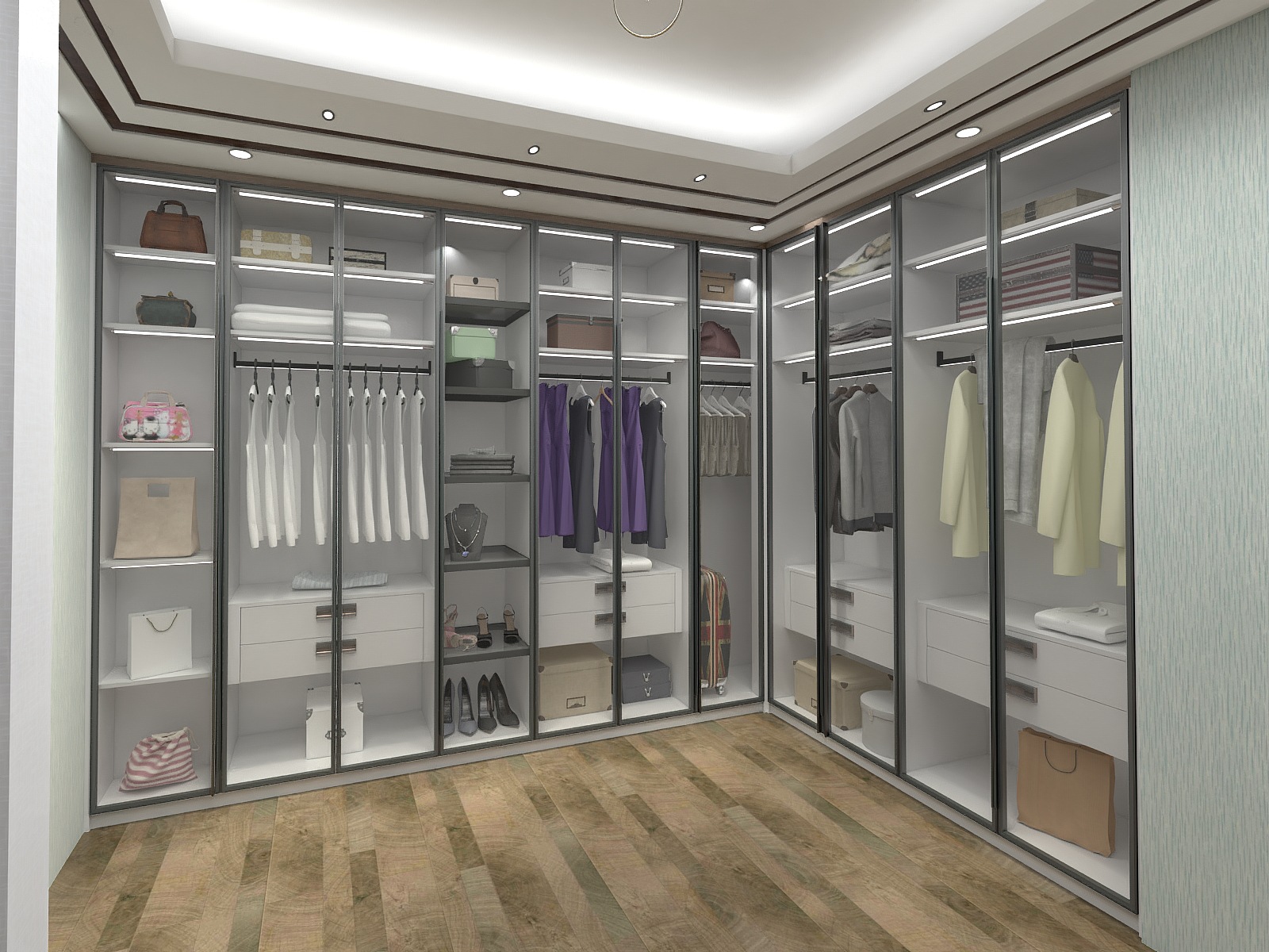 全铝衣柜定制步入式衣帽柜敞开式衣帽间卧室衣橱全屋定制家具