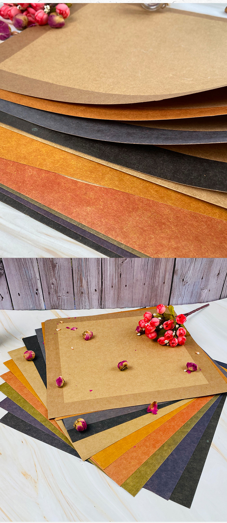 仿古彩色裱边牛皮内圆内方卡纸彩铅油画棒马克笔针管笔绘画硬卡纸