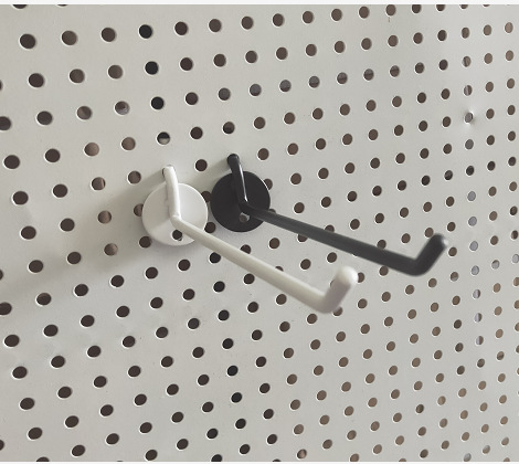 曼弗得工厂批发挂钩 金属洞洞板钩展示架孔板苹果单线挂钩黑白色