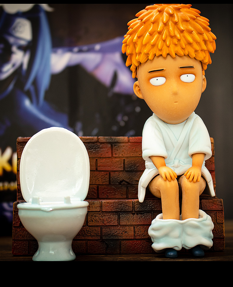 国产t社三代一拳超人琦玉老师马桶坐姿可爱公仔雕塑模型手办礼物