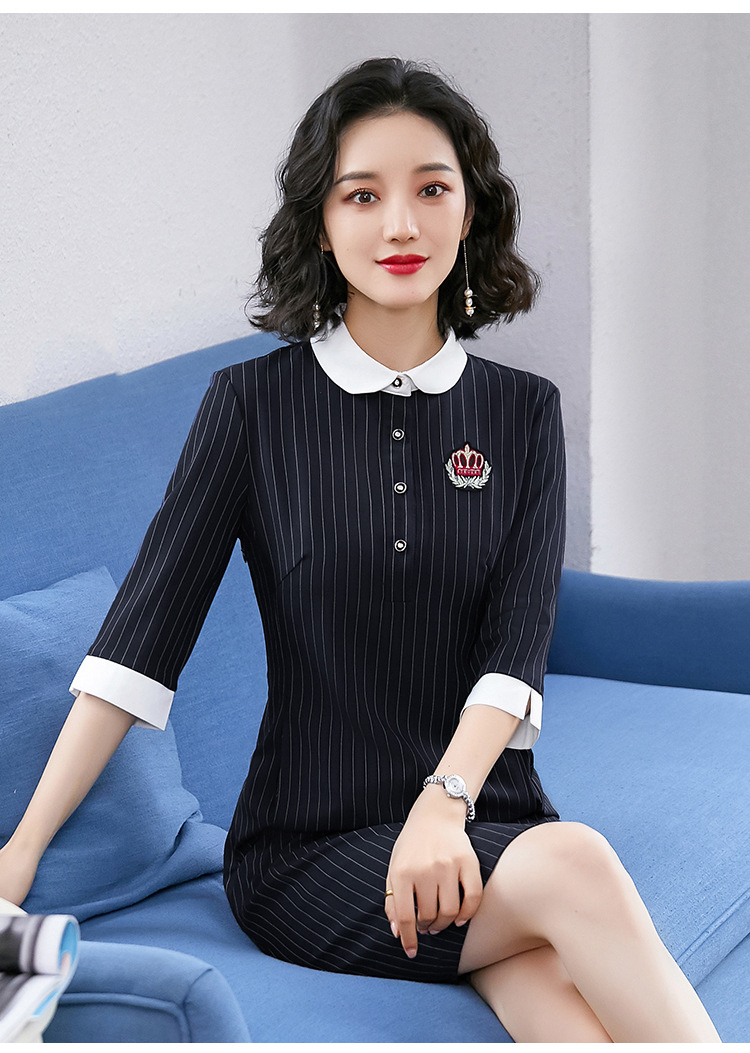 职业装连衣裙女娃娃领气质正装2020春季新款幼师园服教师工作服