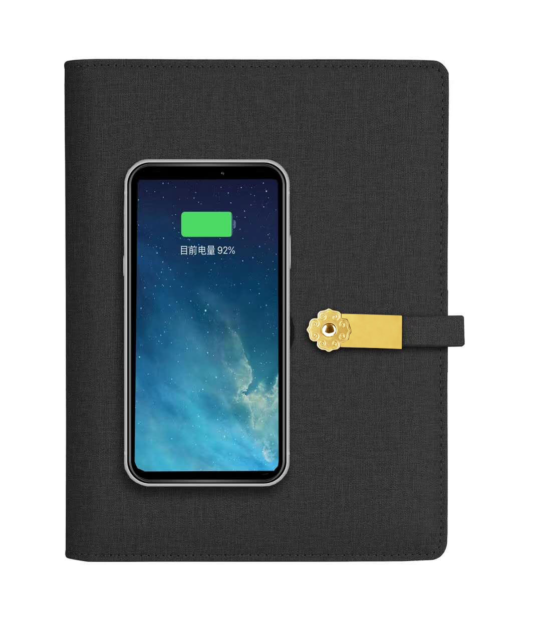 充电记事本移动电源笔记本 带u盘无线充电活页本商务礼品定制logo