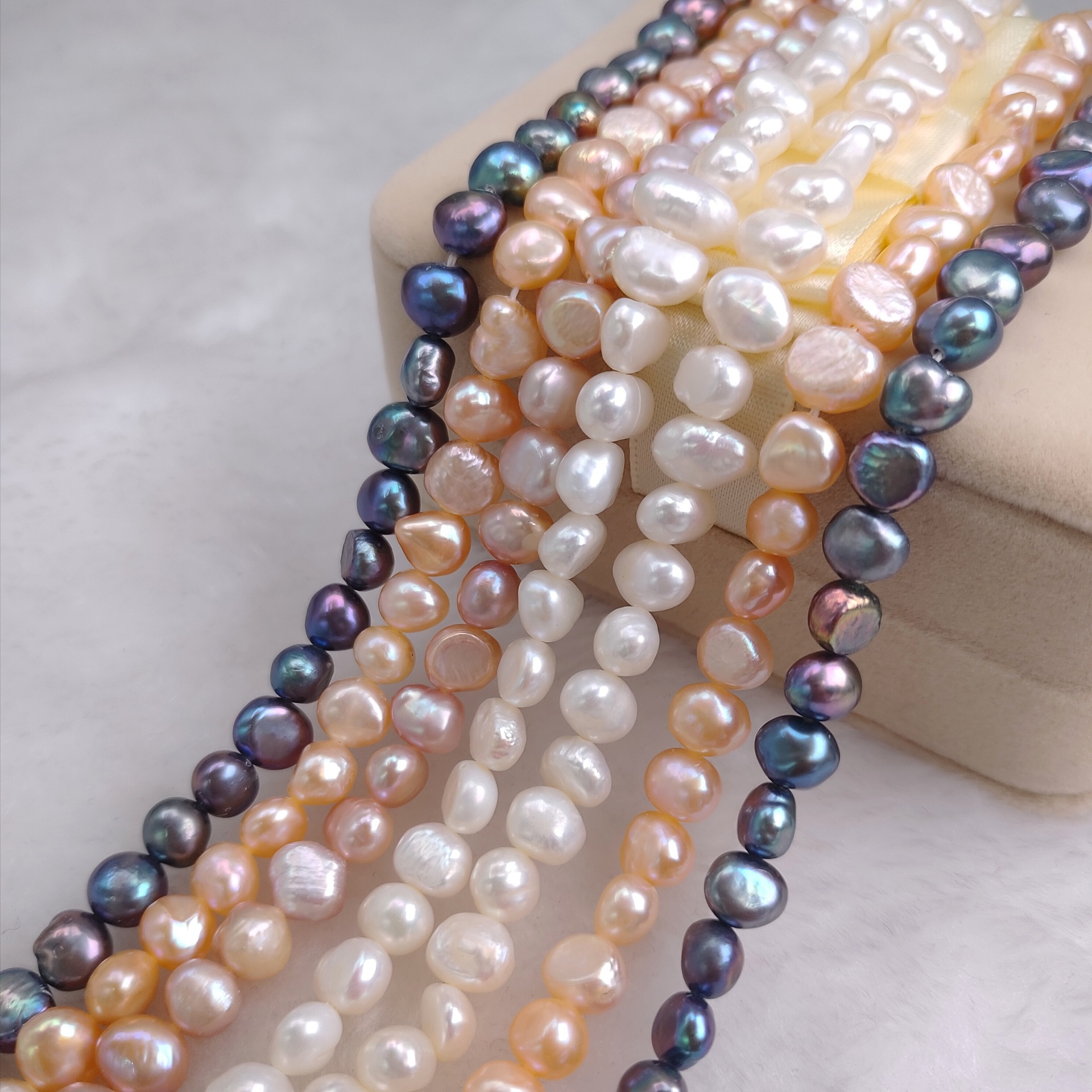 巴洛克异形珍珠 4-9mm天然淡水两面光横孔彩色珍珠散珠 diy配件
