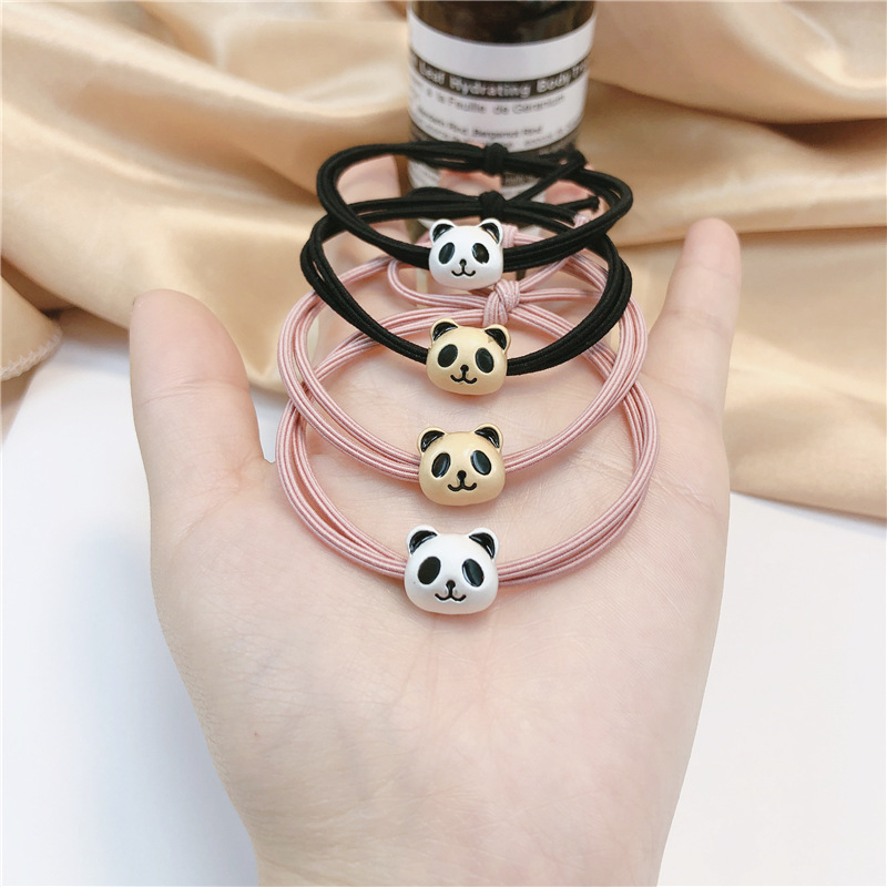 Korean Style Cute Metal Panda Knotted Rubber Band Head Rope Trending Girl Ins Hair-Binding Hair Ring Hair Rope