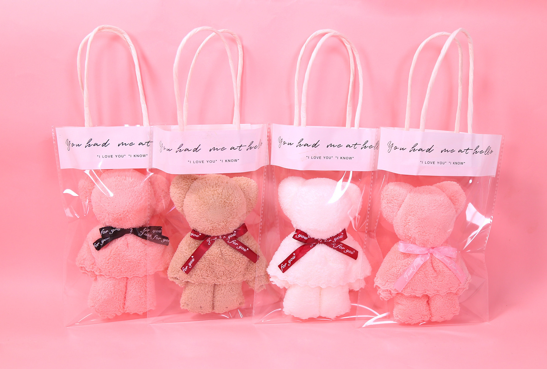 nins透明礼袋 毛巾小熊满月结婚庆百日宴伴手礼回礼文字包装袋0.