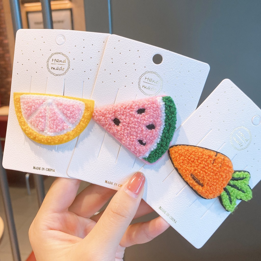 针织毛线水果发夹发卡韩国ins网红可爱顶夹刘海边夹