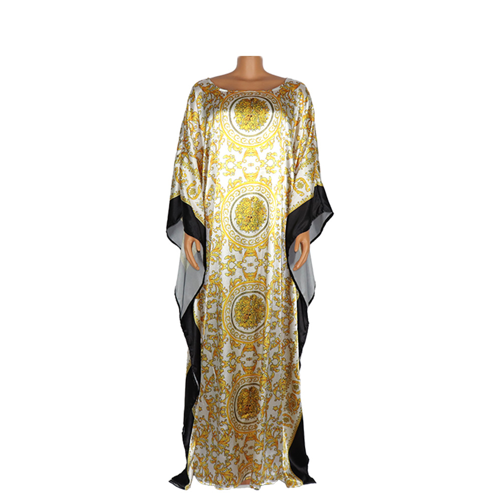 2020跨境非洲民族风大码女装连衣裙真丝印花长袍源头厂家现货