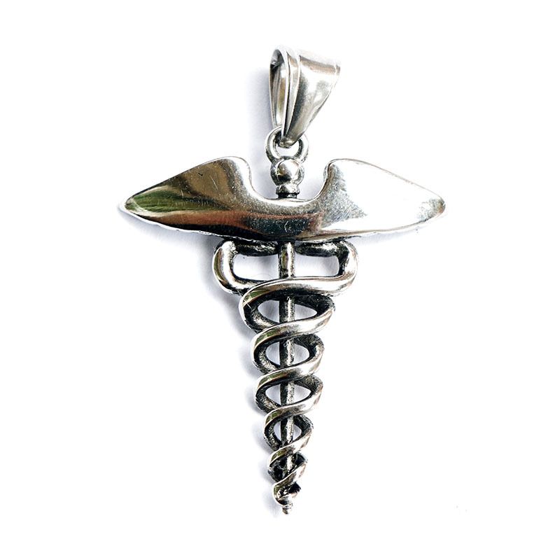 欧美新品项链创意款摩西双蛇杖医疗救护标志吊坠天使翅膀项链