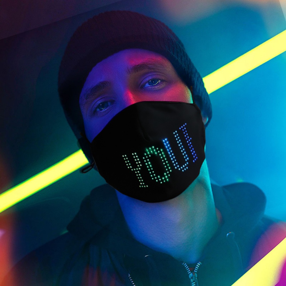 七彩发光口罩led发光口罩立体口罩彩色口罩app显示屏口罩爆款现货