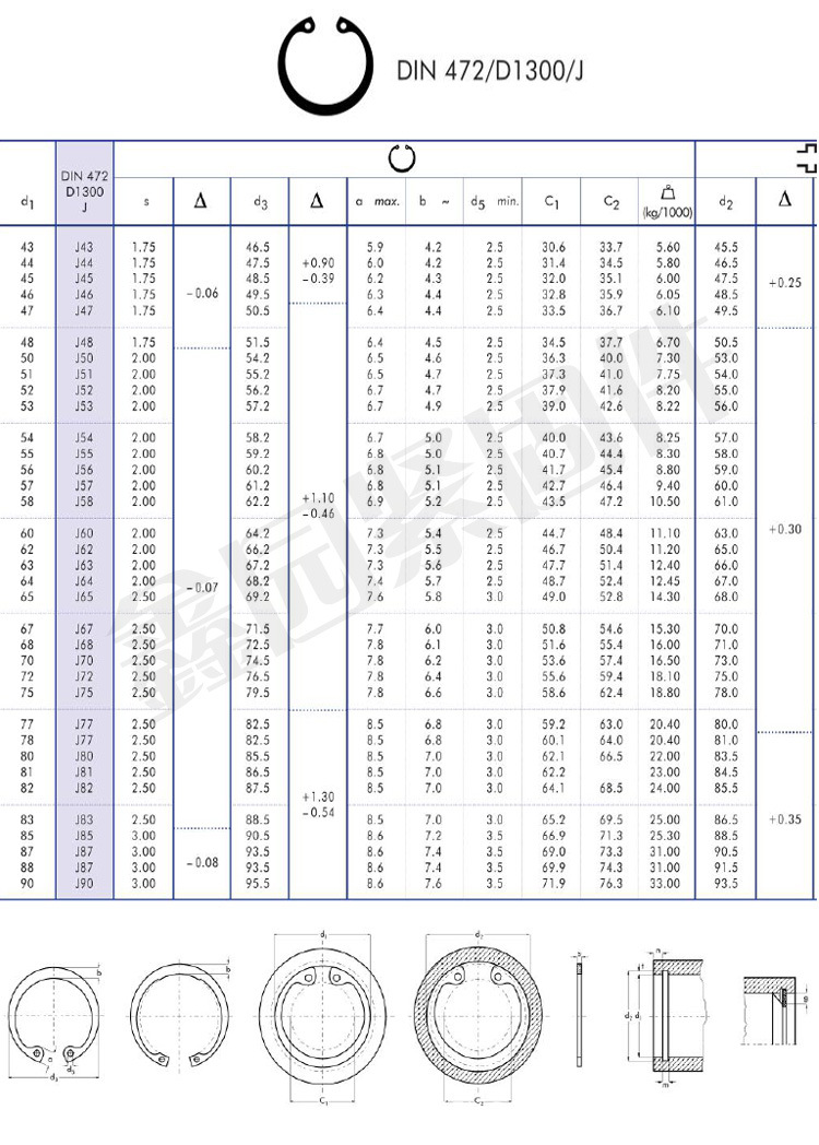 卡环规格型号及图片图片