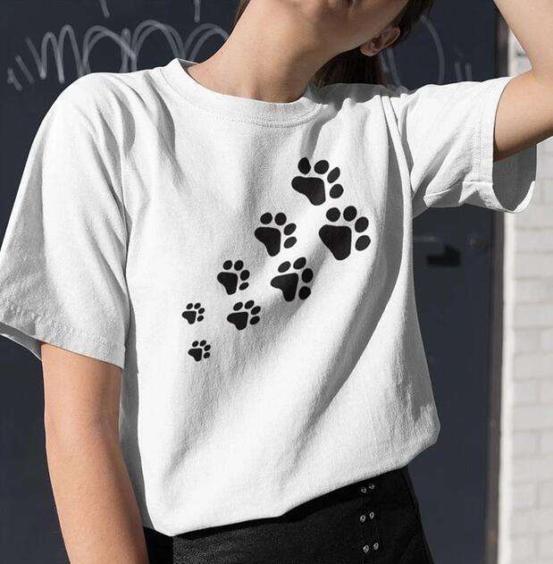 cat paw 趣味猫爪图案印花短袖 外贸欧美字母街头短袖速卖通ebay