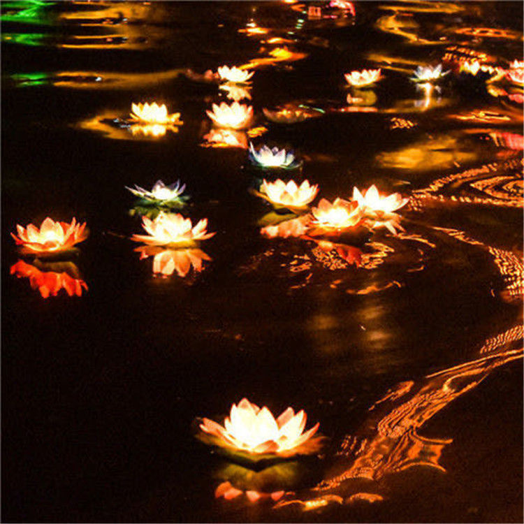 中元节荷花灯祈福许愿灯中秋元宵景区漂流灯许愿莲花灯地摊批发