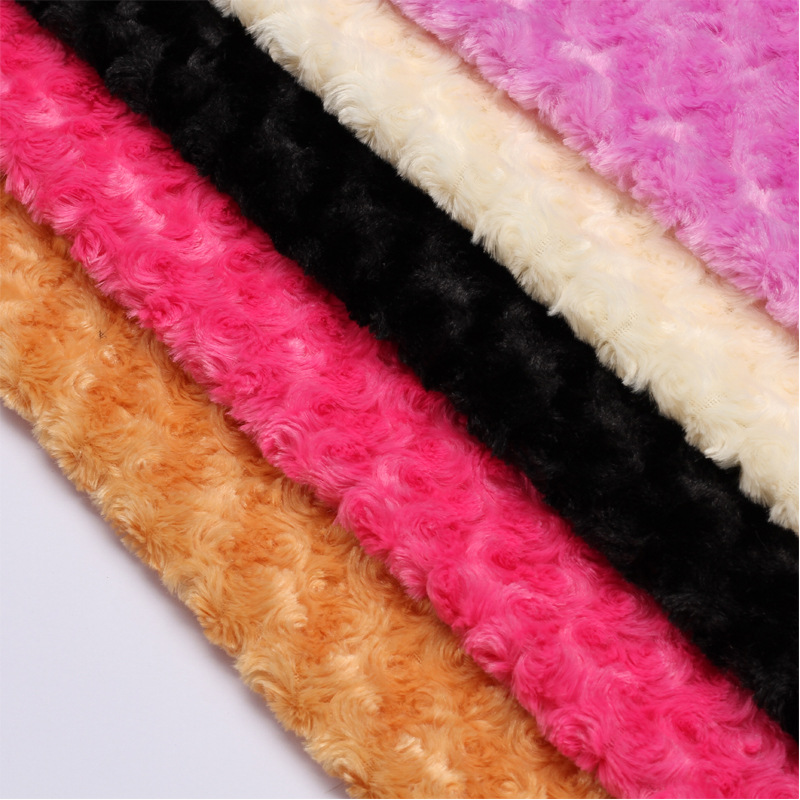 现货供应人造长毛绒布料玫瑰花diy学院设计毛毛布面料柜台装饰布