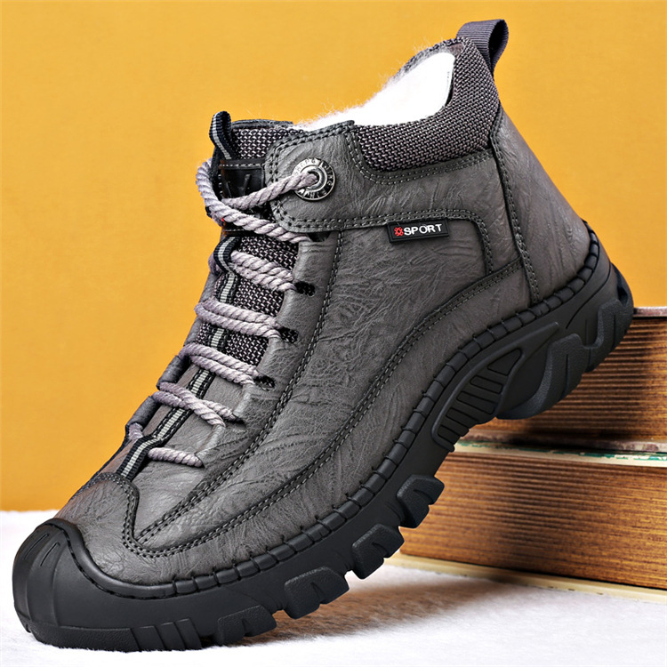 2021 New plus Size Winter Minimalist Men's Warm Shoes Outdoor Soft Sole Sneakers Fleece-lined Thickened Lace-up Cotton Shoes