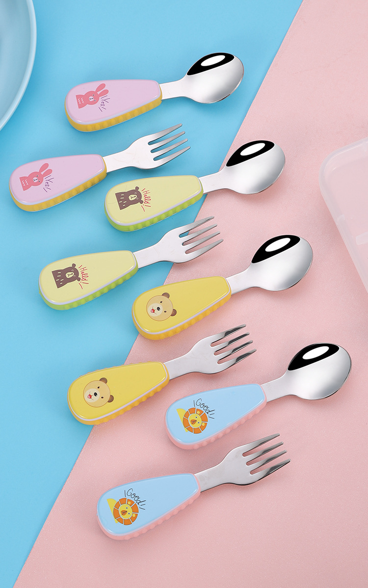 不锈钢儿童餐具勺叉套装宝宝便携式餐具饭勺汤勺礼品定制logo套装