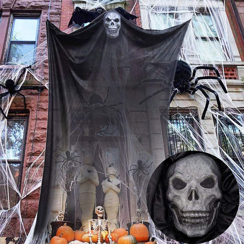 Halloween Bar KTV Large Decorative Ghost Festival Chamber Horror Ghost Mask Gauze Ghost Pendant Wholesale
