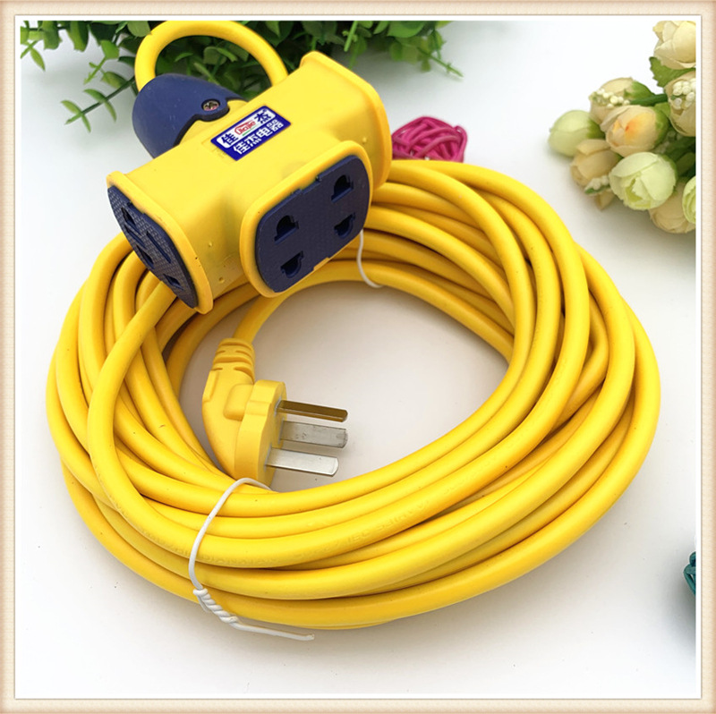 电瓶车充电排插工地延长线地拖户外插线板9米插座十字地拖插板