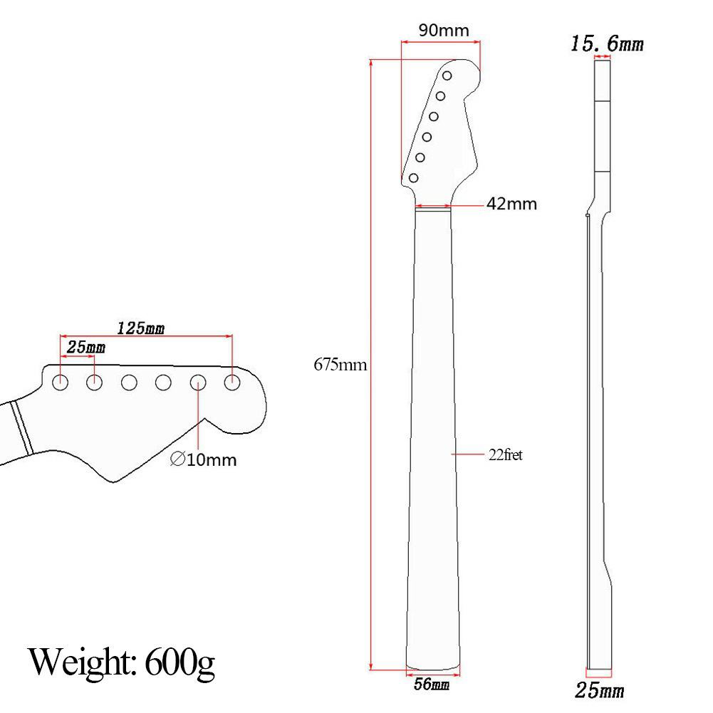 22品 枫木指板 电吉他琴颈琴柄for fenders st strat --带背中线