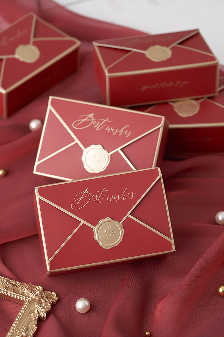 源厂现货创意红色ins风复古欧式婚礼喜糖盒子礼盒信封纸盒糖果盒