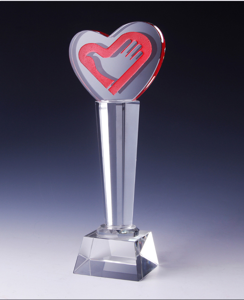 抗击疫情水晶奖杯定制2020年志愿者爱心慈善颁奖先锋战士奖牌定做