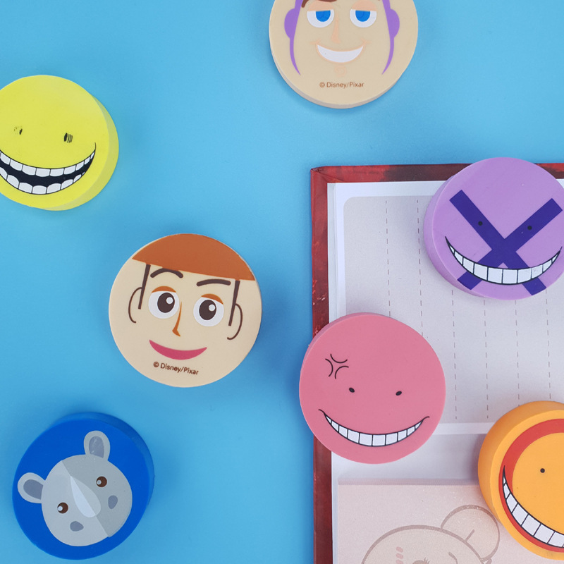 可爱表情笑脸橡皮彩色圆形新颖卡通印刷橡皮擦儿童奖品文具用品