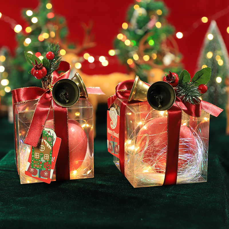 圣诞透明苹果盒pvc圣诞节礼物盒 糖果礼品包装盒平安夜平安果盒子