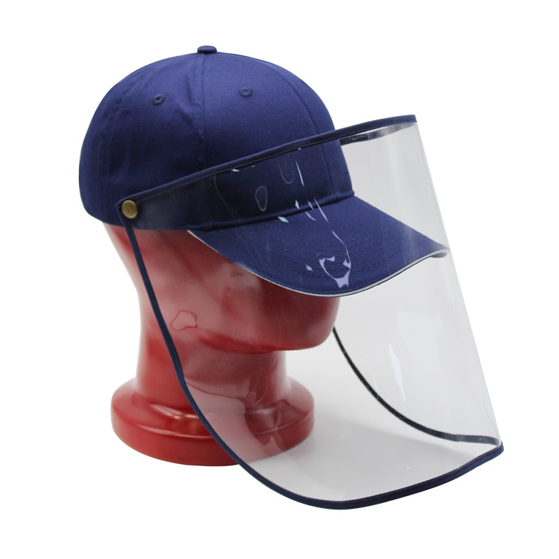 2020防疫帽子带透明挡板面罩功能阻止飞沫传播的纯棉六片式棒球帽