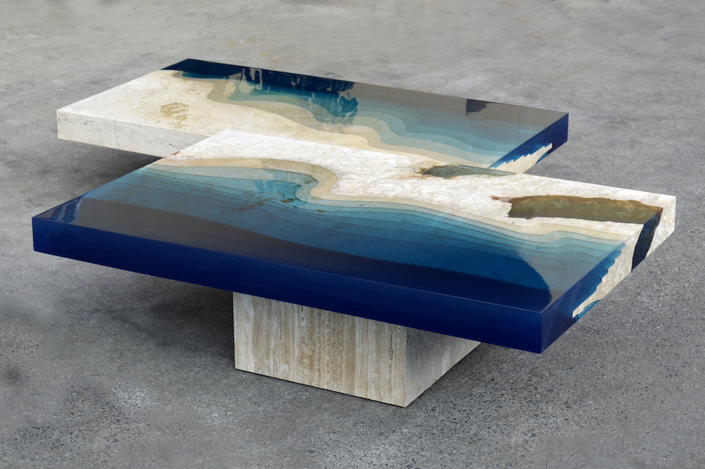 树脂工艺品河流桌河流办公客厅小圆桌 树脂河流实木餐桌客厅桌