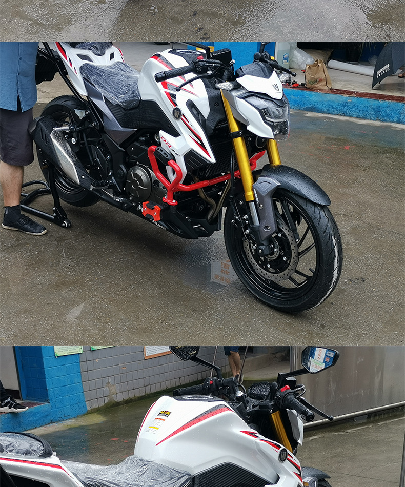 适用于豪爵摩托车dr300一字保险杠防摔杠护杠改装竞技杠配件