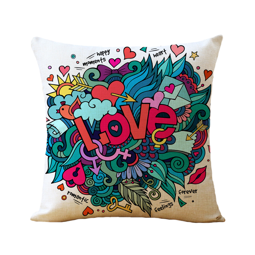 美式乡村彩色油画插画做旧怀旧靠垫抱枕套无内芯w81