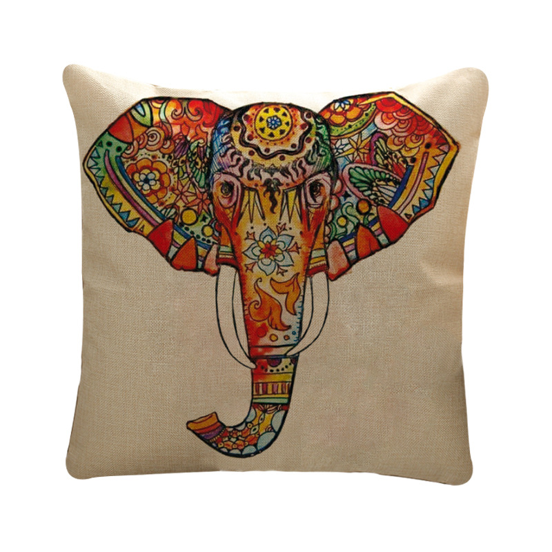 泰国民族风靠垫东南亚风情大象图案咖啡厅波西米亚亚麻抱枕套