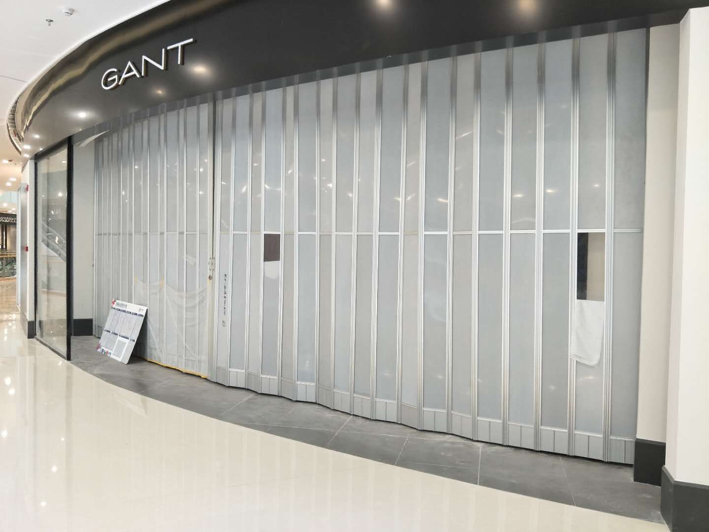 上海透明水晶折叠门 商场超市pvc铝合折叠门 门面店铺推拉折叠门