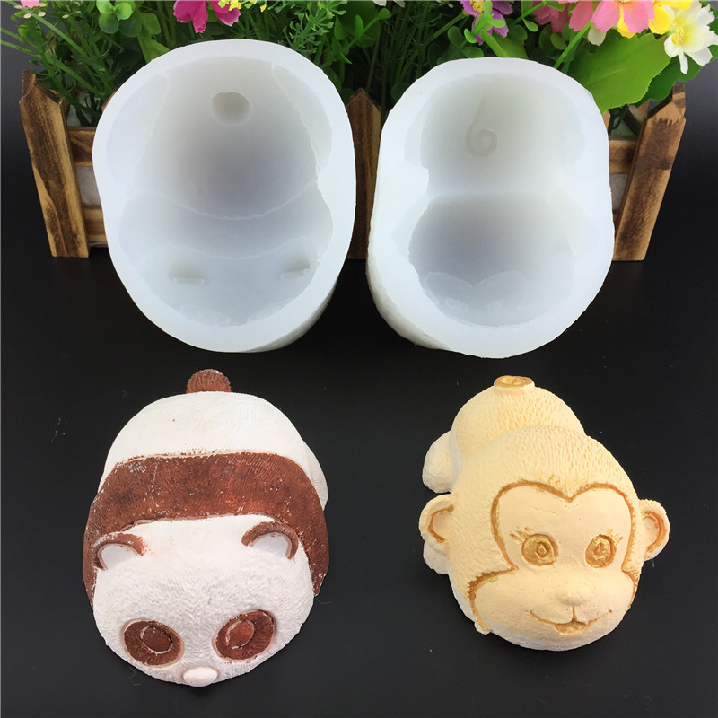网红动物硅胶模具熊猫猴子造型蛋糕翻糖烘焙家用慕斯冰激凌模