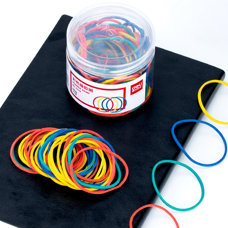 得力3219彩色橡胶圈牛皮筋橡皮筋高弹力乳胶橡皮圈财务办公用品