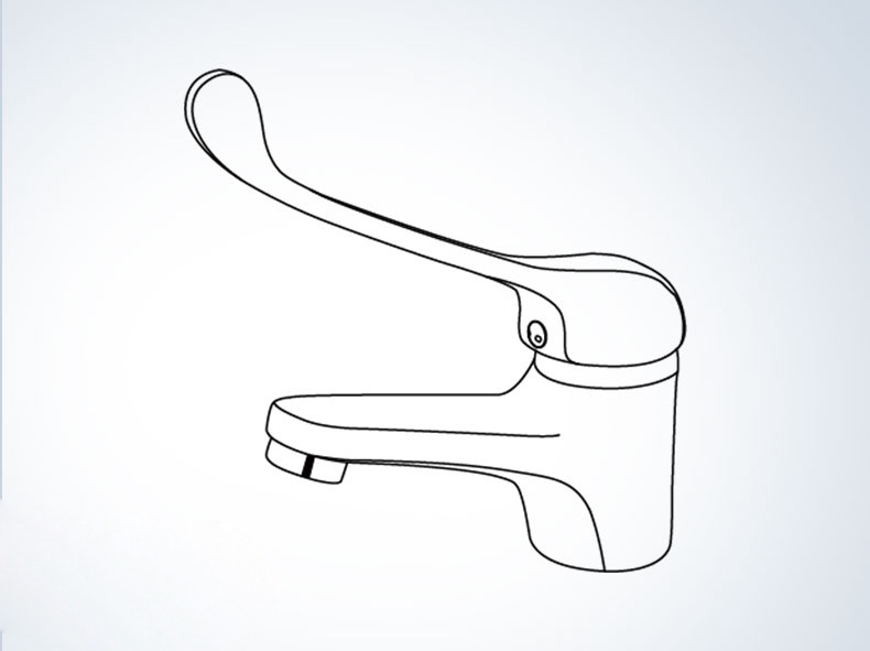 铜医用长柄冷热水龙头 肘式实验室龙头 单孔面盆洗手盆浴室柜龙头