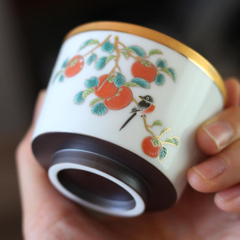 新品描金扒花工艺陶瓷个人杯中国风功夫茶具主人杯茶杯品茗杯茶盏