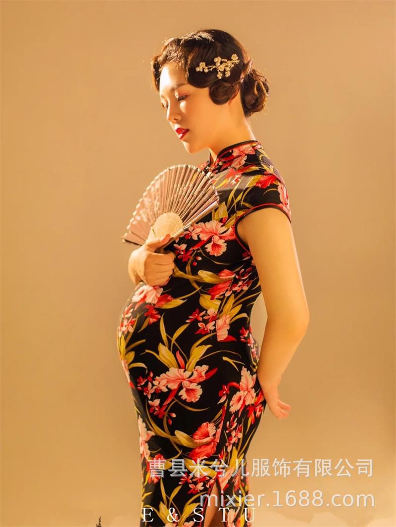 摄影楼孕味孕妇装情侣写真时尚旗袍服饰个性小清新大肚妈咪照服装