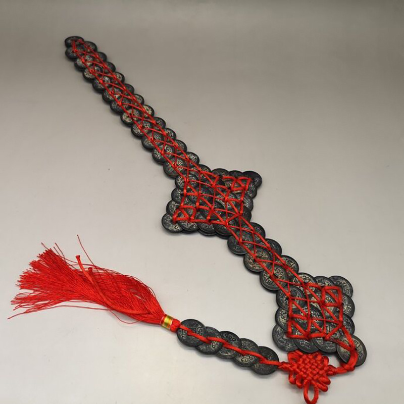 仿古纯铜五帝钱铜钱剑家居摆件古玩铜器铜剑挂件工艺品