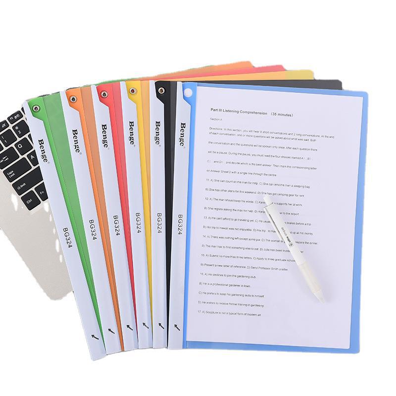 A4 Plastic Transparent Material Folder Rotating Clip Wholesale Color Student Slide Grip Report Cover Office Rocker Binding Clip