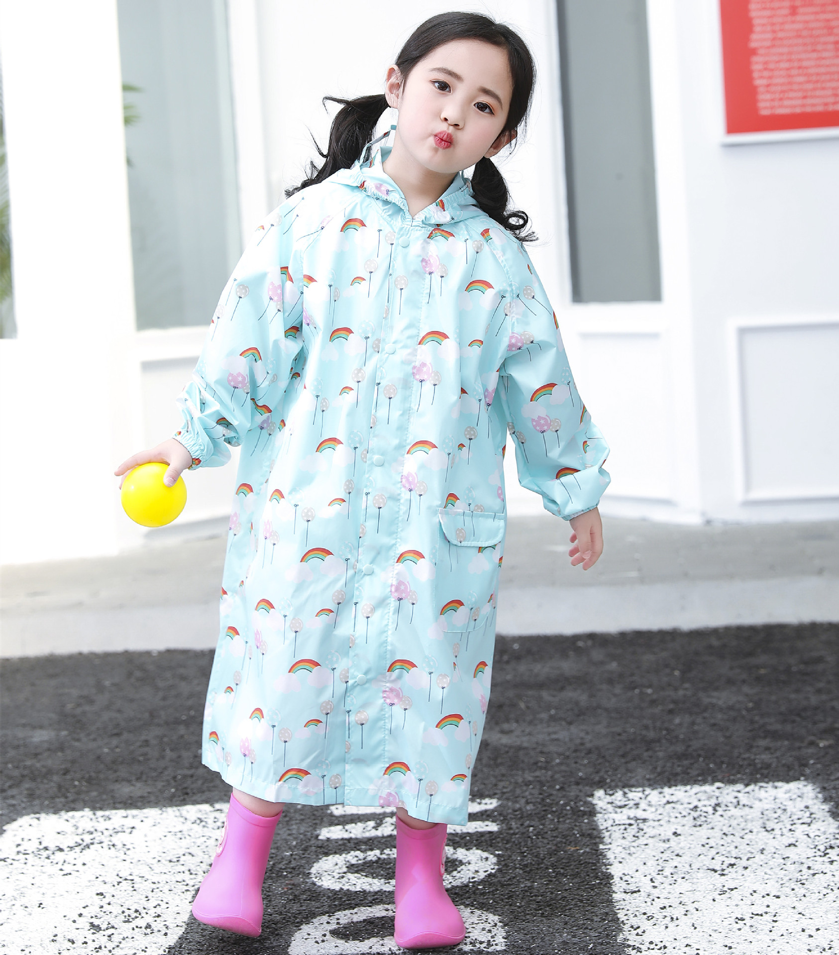 新款韩版儿童雨衣宝宝男童女童幼儿小孩子连体雨衣 带书包位雨披