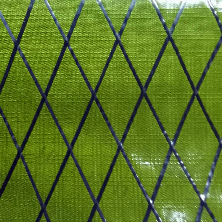 大力马粗苯布料 三线格防水夹高强丝面料菱形网pvc夹网布厂家直供