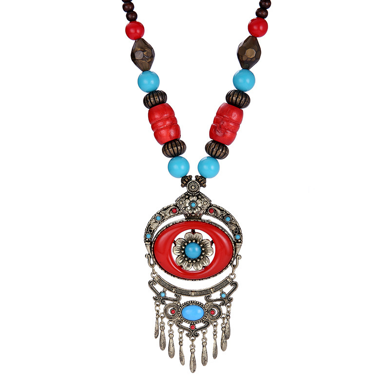 复古中国风民族风项链藏族藏式旅游拍照项链吊坠饰品女长款毛衣链