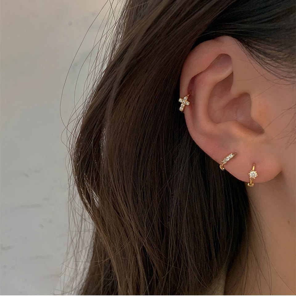 5成交5394对相似s925纯银针素面几何耳钉套装2021新款潮简约个性耳饰