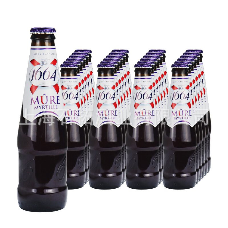 8月底法国1664蓝莓口味啤酒凯旋蓝果250ml*24瓶