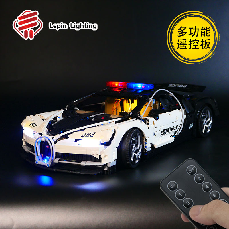 diy积木灯饰 兼容乐高42083警车布加迪灯组含遥控锂电池积木灯组
