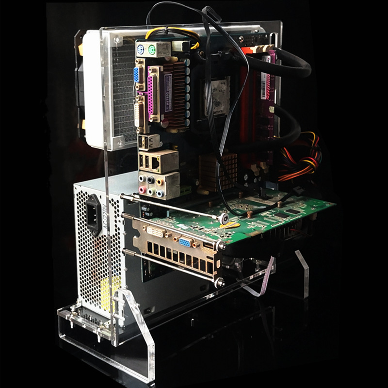 电脑机箱透明亚克力电玩主板diy改装开放支架水冷立式裸奔机架atx