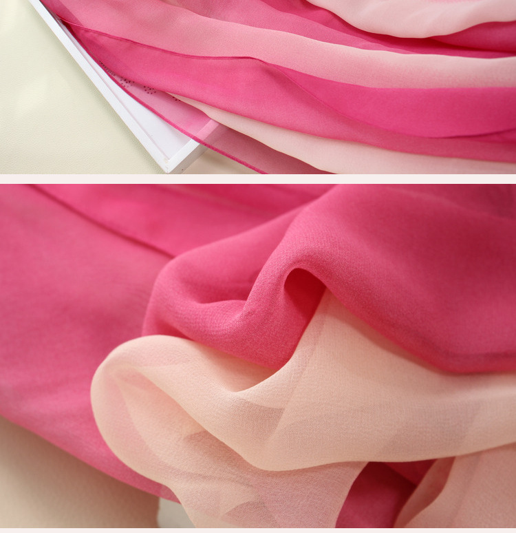 彩色丝巾渐变色柔软乔其纱围巾薄款披肩女夏春秋冬季跳舞蹈大纱巾