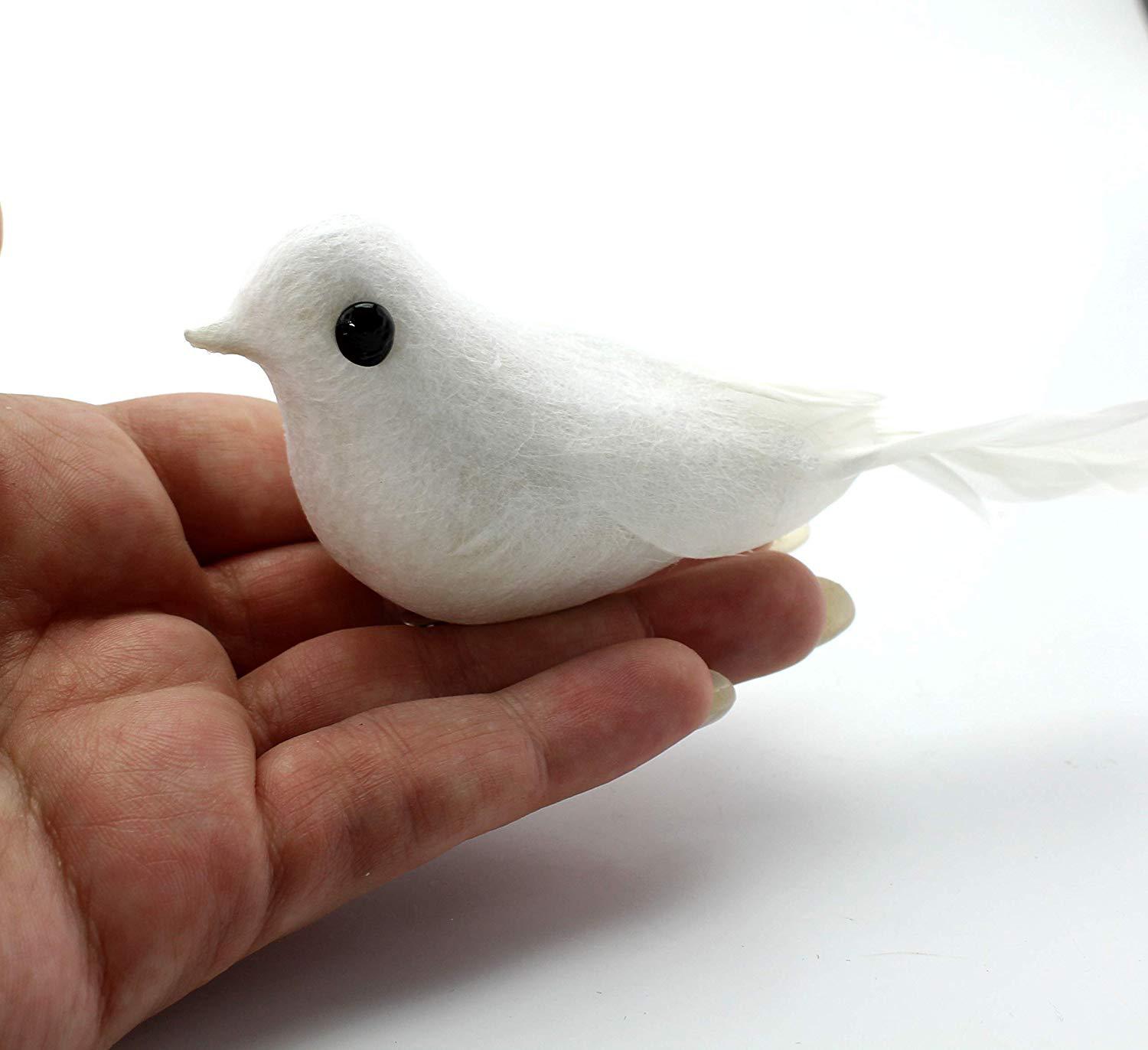 扭头仿真鸽子小白鸽摆件立体羽毛小鸟夹子白色小鸟现货低价批发
