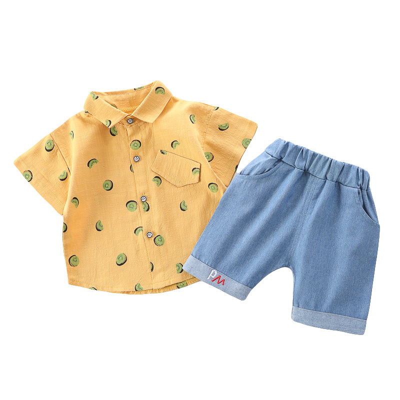 童装男童夏装套装2020夏季新款儿童衬衫短袖帅气宝宝洋气两件套潮