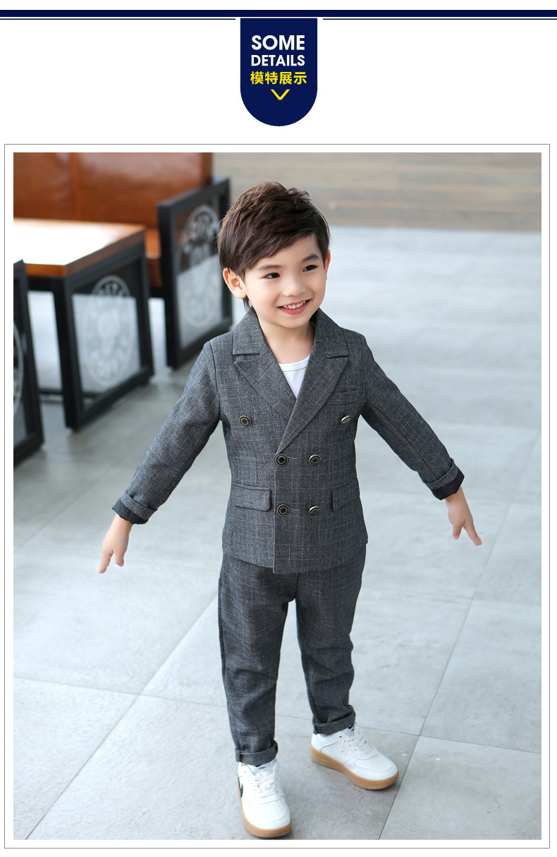 春秋季新款英伦风童装 男童西装套装 儿童休闲小西服帅气花童礼服
